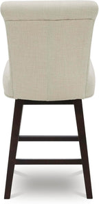 CHITA 26 Inch Counter Height Swivel Bar Stools Set of 3, FSC Certified Modern Upholstered Swivel Barstool Chairs with Back, Fabric in Linen