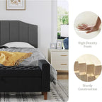Velvet Queen Size Headboard, Upholstered Headboard Queen/Full Size Wall Mount and Bed Frame Mount, Featuring High-Density Sponge Padding Luxury Texture Easy Assembly Comfort Style-Dark Gray