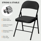 SEALAMB 16 Pack Black Folding Chairs with Padded Seats & Cushion, Durable Metal Foldable Chairs for Wedding Party, Commercial Chairs for Office School Church Events, 330lb Capacity (Black-PU, 16 Pack)