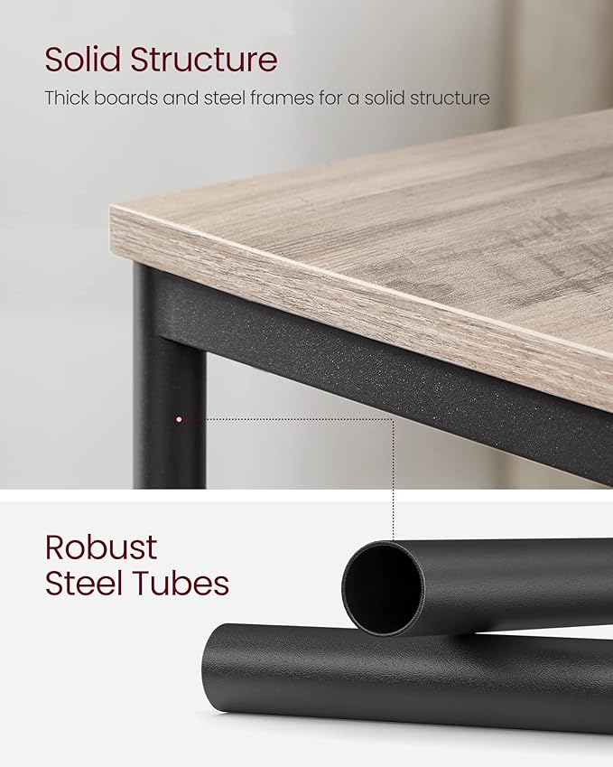 VASAGLE Side Tables Set of 2, Small End Table, Nightstand for Living Room, Bedroom, Office, Bathroom, Greige and Black ULET272B02