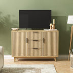 47.2" W Storage Cabinet with 3 Drawers, Fluted Buffet Cabinet with Storage, Large Sideboard Cabinet with 2 Door, Modern Mid Century TV Stand Coffee Bar Cabinet for Living Room, Kitchen, Entryway