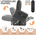 EONIX Four Motor Lay Flat Power Lift Recliner Chair for Elderly, 400lbs Electirc Lift Chair for Living Room, Independent Adjustable Lumbar Support & Headrest, Extended Footrest, Grey