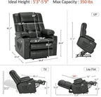 MCombo Dual Motor Power Lift Recliner Chair for Elderly, Lay Flat Lift Chair with Heat and Massage, Cup Holders, USB Ports, Faux Leather 7890 (Grey, Medium)
