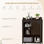LOKO Over The Toilet Storage Cabinet, Freestanding Bathroom Space Saver with Adjustable Shelves & Sliding Barn Door, 4-Tier Over Toilet Bathroom Organizer, 25 x 9.5 x 67.5 inches (Espresso)