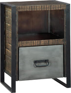Hekman Industrial File Cabinet - Single Drawer Filing Cabinet with Open Shelf, Pittsburgh Finish, Acacia, Iron Base, Small Office Storage, Rustic File Storage, Mid-Century Modern Home Office Furniture