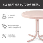 Crosley Furniture Griffith Weather Resistant Retro Metal Outdoor Side Table for Patio, Deck, Porch, Pink