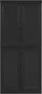 Crosley Furniture Essen Kitchen Pantry Storage Cabinet with Doors and Shelves, Entryway, Bathroom, Black