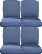 Pop 22x25/22x24 Outdoor Chair Cushions Set of 4 - Heavy Duty High Back Replacement Zippered Cushion for Patio Furniture Dining Rocking Chairs Loveseat L-Shape Sofa - Navy Blue/Classic