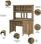 Bush Furniture Salinas Computer Desk with Hutch | Study Table with Drawers, Cabinets & Pullout Keyboard/Laptop Tray | Modern Home Office Desk in Reclaimed Pine | Work Desk with Storage