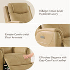 CHITA Super Zero Gravity Power Recliner Chair for Adults, Electric Faux Leather Recliner with USB & Type-C Charging Ports for Living Room, Bedroom & Home Theater Relaxation, Tan