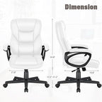 JUMMICO Executive Office Chair High Back Managerial Home Desk Chair, Adjustable Swivel Computer PU Leather Chair with Lumbar Support (White)