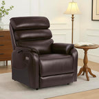 EONIX Wide Lay Flat Power Lift Recliner Chair for Elderly, Oversized Breathable Leather Electric Lift Chairs, 400lbs Heavy Duty Power Recliner with Heat and Massage, SLRY004063, Dark Brown