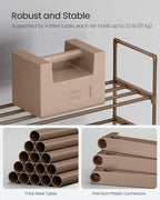 SONGMICS Shoe Rack, 3-Tier Shoe Organizer, Metal Storage Shelf, Upright or Upside Down, for 16-20 Pairs, Stackable, for Entryway, 11.8 x 36.2 x 21.7 Inches, Walnut Brown ULSA303K01