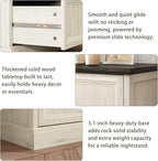 CARPETNAL Farmhouse 5 Drawers Dresser for Bedroom, 44" Tall White Dresser Wood Rustic Chest of Drawers with Wide Metal Handle,Natural Texture,Drawer Organizer for Bedroom,Living Room,Hallway