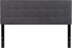 EMMA + OLIVER Quilted Tufted Queen Size Headboard in Dark Gray Fabric