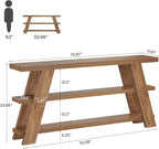 Tribesigns 70.9" Extra Long Console Table with Storage, 3-Tier Narrow Wooden Sofa Table Behind The Couch, Farmhouse Entry Foyer Table for Entryway, Living Room, Hallway, Brown