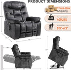 EONIX Oversized Big Man Power Lift Recliner Chair for Elderly with Heat and Massage, 400lbs Dual Motor Lay Flat Electirc Lift Chair with Extended Footrest, SLRY008063, Black