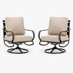 PHI VILLA Patio Furniture Chair Set for 2, Deluxe Outdoor Conversation Set with 2 Swivel Padded Sofa Chair, Full Metal with 5.8" Cushion for Deck, Lawn, Garden