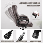 JUMMICO Executive Office Chair High Back Managerial Home Desk Chair, Adjustable Swivel Computer PU Leather Chair with Lumbar Support (Brown)