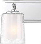 Possini Euro Design Mabelle Modern Wall Light Chrome Silver Hardwired 22 1/2" Wide 3-Light Fixture Mounted Clear Seedy Outer Frosted Glass Inner Bathroom Vanity Mirror House Home Hallway Room Decor