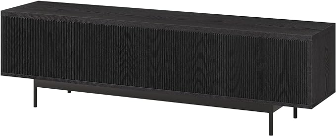 Henn&Hart Rectangular TV Stand for TV's up to 75" in Natural Black, for Home, Living Room, Bedroom, Entertainment Room, Office