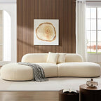 135.4" Oversized Curved Sofa, Modern Minimalist Comfy Sectional Couch, Upholsted Boucle Luxury Sofas Chaise, 6 Seater Modular Couches for Living Room Home Office Apartment(Left Facing,Beige)