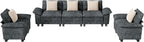 Cloud Couch Sectional Sofa Set, Plush 24.4-Inch Deep 5-Seat Sectional with Velvety Chenille & Removable Arms for Living Room and Apartment, Cyan