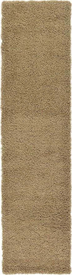 Unique Loom Solid Shag Collection Area Rug (2' 7" x 10' Runner, Sandy Brown)