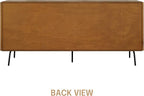 NTC MOSSIC Modern Sideboard with 4 Doors, Natural Rattan Storage Cabinet, Buffet with Metal Legs, Boho Accent Cabinet for Living Room, and Entryway, Effortless Assembly - Rustic Oak