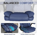 Office Desk Chair,Mid Back Executive Leather Chair,Ergonomic Home Computer Chair,Modern Conference Room Chairs with Adjustable Flip-Up Arms and Rocking Function (Navy Blue)