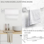 BOZWELL 5 Piece Brushed Nickel Stainless Steel Towel Bar Set, 23.6 inch Square Bathroom Hardware Accessories Set,Wall Mounted Towel Racks for Bathroom with TP
