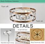 Semi Flush Mount Ceiling Light Fixture Ceiling Mount 6-Light Rustic Farmhouse Chandelier for Dining Room, Light Fixture Ceiling Round Metal Kitchen Light Fixtures Ceiling Mount
