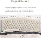 King Headboard Only, Upholstered Headboard King Size for Adjustable Bed Linen Tufted Wall Mounted Head Board with Solid Wood Legs, Ivory