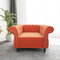 Living Room Chair, Modern Velvet Chesterfield Sofa Chair, Mid Century Single Sofa Couch Chair with Tufted Back and Rolled Arms, Accent Sofa Chair for Living Room Apartment, Orange