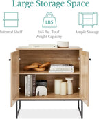 Best Choice Products 2-Door Rattan Storage Cabinet, Accent Furniture, Multifunctional Cupboard for Living Room, Hallway, Kitchen, Sideboard, Buffet Table w/Non-Scratch Foot Pads - Natural