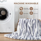 Westinghouse Electric Blanket Queen Size, Soft Luxury Faux Fur & Sherpa Heated Blanket with 10 Heating Levels & 1-12 Hours Auto Off, Fast Heating Blanket, Machine Washable, 84x 90 Inch Blue Gray