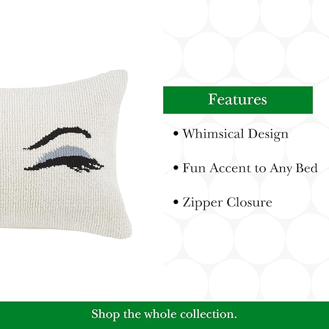 kate spade new york Wink Decorative Pillow, 14" x 20" Throw Pillow for Bed or Sofa, Textured Cotton and Polyester Blend Cover, White