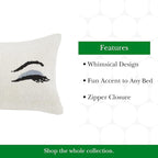 kate spade new york Wink Decorative Pillow, 14" x 20" Throw Pillow for Bed or Sofa, Textured Cotton and Polyester Blend Cover, White