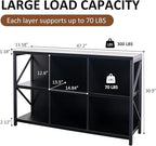 6 Cube Storage Organizer Bookshelf, Industrial Horizontal Bookcase, Accent Cubby Shelf, Media Console Table for Living Room, Home Office, 13.6" D x 47.2" W x 30.9" H, Black