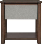 Christopher Knight Home Zeri Bedroom Nightstands Set of 2, Wood Nightstand with Drawers, Small Bedside Table Set of 2, End Table for Living Room, Multipurpose Storage Cabinet, Light Gray + Walnut