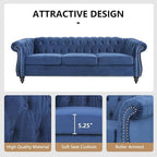 2 Piece Living Room Sofa Set, 3 Seater Velvet Sofa Couch and Chair Set, Mid Century Modern Upholstered Couch with Cushions, Comfy Tufted Chesterfield Couches for Living Room, Bedroom, Office