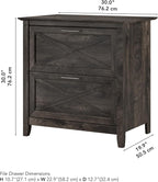 Bush Furniture Key West 2 Drawer Lateral File Cabinet in Dark Gray Hickory, Document Storage for Home Office, Accent Chest with Drawers