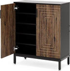 Tribesigns Shoe Cabinet with Doors, 20 Pairs Entryway Shoe Storage Cabinet with Shelves, 5-Tier Modern Free Standing Shoe Racks Storage Organizer for Closet, Living Room, Bedroom (Brown/Black)