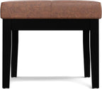 SIMPLIHOME Lacey 26 inch Wide Contemporary Rectangle Small Tufted Ottoman Bench in Distressed Saddle Brown Vegan Faux Leather, Assembled, for The Living Room and Bedroom