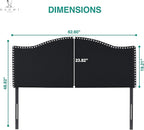 Naomi Home Catalina Queen Headboard – Upholstered Linen Tufted Panel with Nailhead Trim, Adjustable 12 Height Settings, Wall or Bed Frame Mount – Black