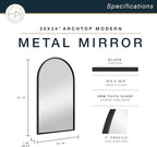 MCS Master & Co. Modern Metal Large Wall Mirror, Minimalist Home Decor Arch Mirror for Living Room, Bedroom, or Bathroom, 20 by 34 Inch, Black