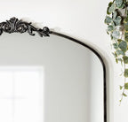 Kate and Laurel Arendahl Ornate Traditional Arched Mirror; 36 x 29; Black; Decorative Baroque Style Arched Wall Mirror with Wide Frame and Ornamental Crown