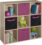 ClosetMaid Cubeicals 9 Cube Storage Shelf Organizer Bookshelf, Square Shape, Easy Assembly - Birch Wood Finish
