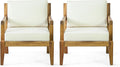 Christopher Knight Home Rossville Outdoor Club Chairs, Teak Finish + Beige