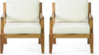 Christopher Knight Home Rossville Outdoor Club Chairs, Teak Finish + Beige